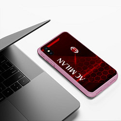 Чехол iPhone XS Max матовый Ac milan Соты, цвет: 3D-розовый — фото 2