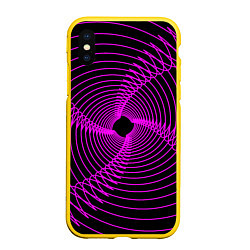 Чехол iPhone XS Max матовый Неоновая светящаяся спираль, цвет: 3D-желтый