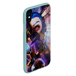 Чехол iPhone XS Max матовый Jinx Arcane коллаж, цвет: 3D-мятный — фото 2