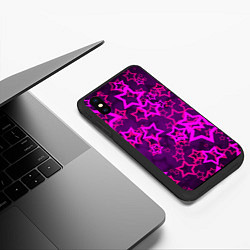 Чехол iPhone XS Max матовый Purple stars, цвет: 3D-черный — фото 2