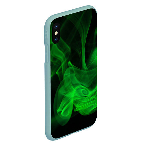 Чехол iPhone XS Max матовый Зелёный абстрактный дым / 3D-Мятный – фото 2