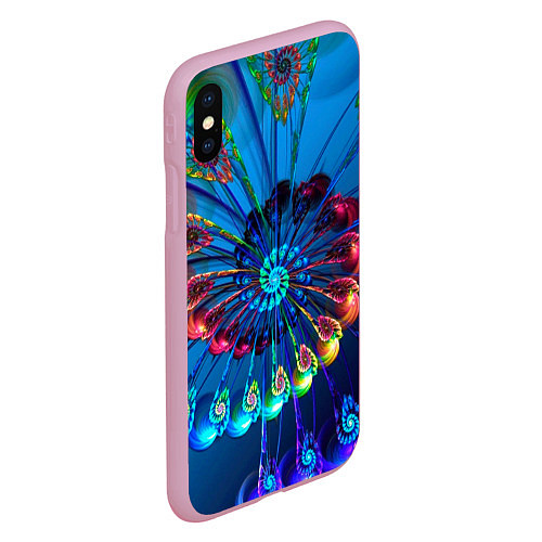 Чехол iPhone XS Max матовый Фрактальная спираль / 3D-Розовый – фото 2