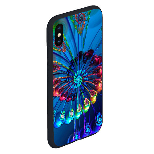 Чехол iPhone XS Max матовый Фрактальная спираль / 3D-Черный – фото 2