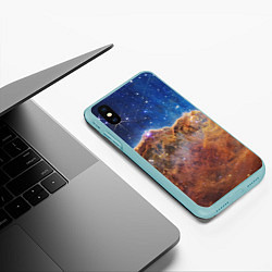 Чехол iPhone XS Max матовый Туманность Киля, цвет: 3D-мятный — фото 2