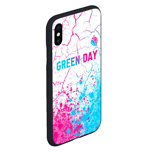 Чехол iPhone XS Max матовый Green Day neon gradient style: символ сверху / 3D-Черный – фото 2