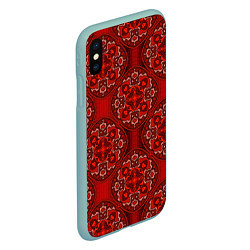Чехол iPhone XS Max матовый Красные абстрактные круглые узоры, цвет: 3D-мятный — фото 2