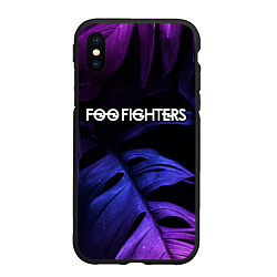 Чехол iPhone XS Max матовый Foo Fighters neon monstera