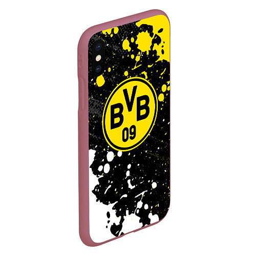 Чехол iPhone XS Max матовый Borussia Краска / 3D-Малиновый – фото 2