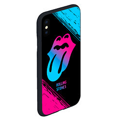 Чехол iPhone XS Max матовый Rolling Stones - neon gradient, цвет: 3D-черный — фото 2