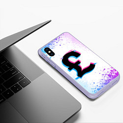 Чехол iPhone XS Max матовый Фунт стерлингов глитч, цвет: 3D-светло-сиреневый — фото 2