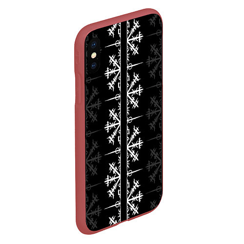 Чехол iPhone XS Max матовый Скандинавский компас Вегвизир / 3D-Красный – фото 2