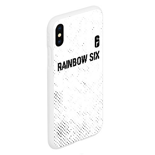 Чехол iPhone XS Max матовый Rainbow Six glitch на светлом фоне: символ сверху / 3D-Белый – фото 2