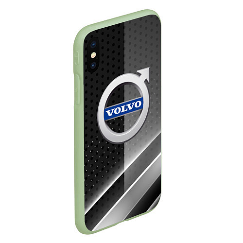 Чехол iPhone XS Max матовый Volvo Карбон абстракция / 3D-Салатовый – фото 2