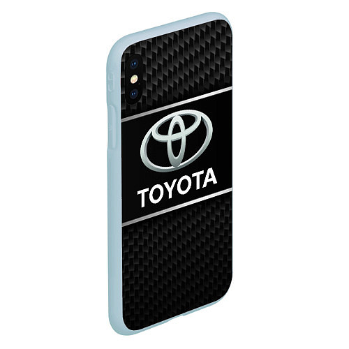 Чехол iPhone XS Max матовый Toyota Карбон / 3D-Голубой – фото 2