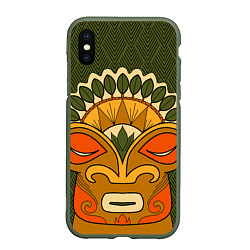 Чехол iPhone XS Max матовый Polynesian tiki HUMBLE, цвет: 3D-темно-зеленый