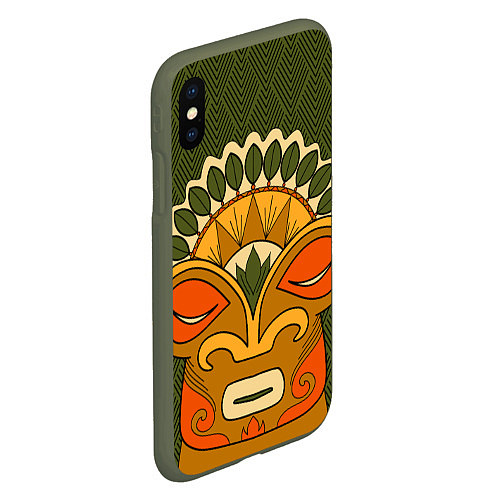 Чехол iPhone XS Max матовый Polynesian tiki HUMBLE / 3D-Темно-зеленый – фото 2