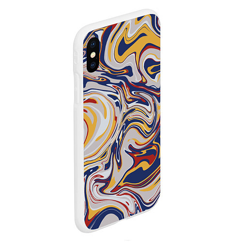 Чехол iPhone XS Max матовый Лунные разводы красок / 3D-Белый – фото 2