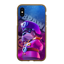 Чехол iPhone XS Max матовый Галактический генерал Гавс Brawl Stars, цвет: 3D-коричневый