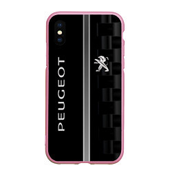 Чехол iPhone XS Max матовый Peugeot карбон абстракция, цвет: 3D-розовый