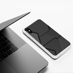 Чехол iPhone XS Max матовый Черные геометрические фигуры в трехмерном простран, цвет: 3D-белый — фото 2