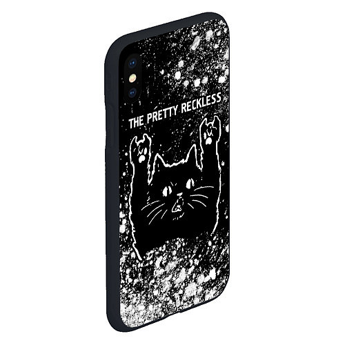 Чехол iPhone XS Max матовый Группа The Pretty Reckless и рок кот / 3D-Черный – фото 2