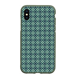 Чехол iPhone XS Max матовый Геометрический бирюзовый узор на текстурированном, цвет: 3D-темно-зеленый