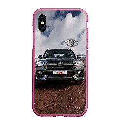 Чехол iPhone XS Max матовый Toyota Land Cruiser in the mountains, цвет: 3D-малиновый