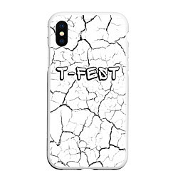 Чехол iPhone XS Max матовый Рэпер T-Fest в стиле граффити: символ сверху, цвет: 3D-белый