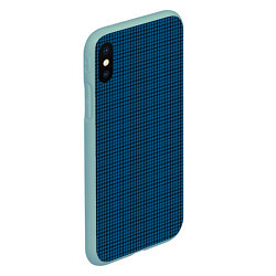 Чехол iPhone XS Max матовый Темно синий клетчатый узор, цвет: 3D-мятный — фото 2