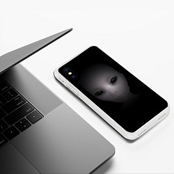 Чехол iPhone XS Max матовый Взгляд пришельца, цвет: 3D-белый — фото 2