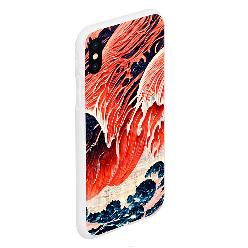 Чехол iPhone XS Max матовый Великая красная волна / 3D-Белый – фото 2