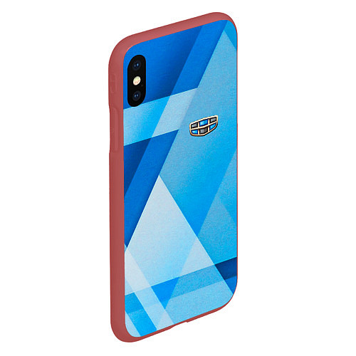 Чехол iPhone XS Max матовый Geely - абстракция треугольники / 3D-Красный – фото 2