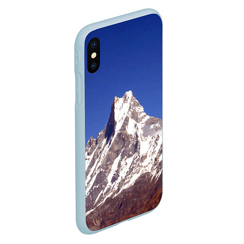 Чехол iPhone XS Max матовый Мачапучаре, священная гора - дом бога Шивы, закрыт / 3D-Голубой – фото 2