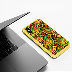 Чехол iPhone XS Max матовый Летние объемные узоры, цвет: 3D-желтый — фото 2
