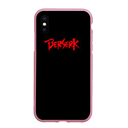 Чехол iPhone XS Max матовый Берсерк Красная Надпись Аниме, цвет: 3D-розовый