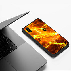 Чехол iPhone XS Max матовый Lamborghini - яркие молнии, цвет: 3D-черный — фото 2