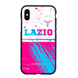 Чехол iPhone XS Max матовый Lazio neon gradient style: символ сверху, цвет: 3D-черный