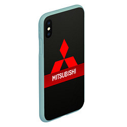 Чехол iPhone XS Max матовый Mitsubishi - логотип - красная полоса, цвет: 3D-мятный — фото 2