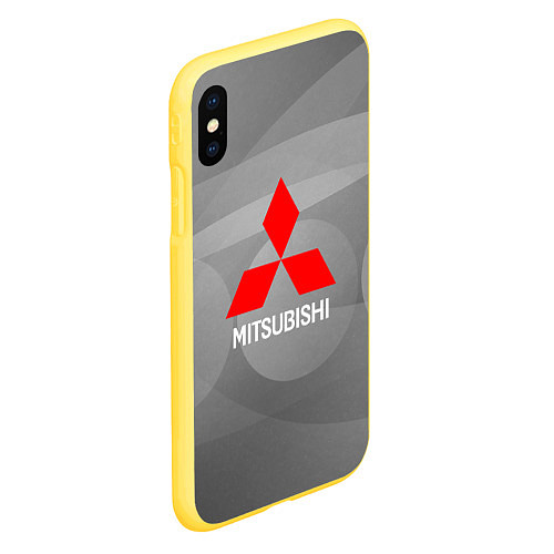 Чехол iPhone XS Max матовый Mitsubishi - серая с кружочками абстракция / 3D-Желтый – фото 2