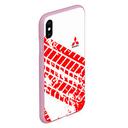 Чехол iPhone XS Max матовый Mitsubishi - красный след шины, цвет: 3D-розовый — фото 2