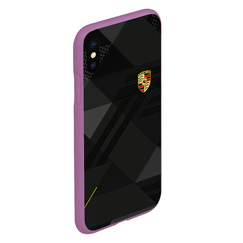 Чехол iPhone XS Max матовый Porsche - logo / 3D-Фиолетовый – фото 2