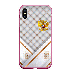 Чехол iPhone XS Max матовый Герб России white gold