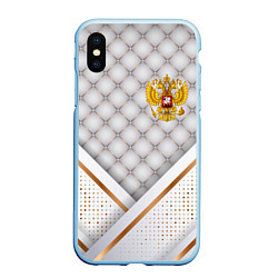 Чехол iPhone XS Max матовый Герб России white gold