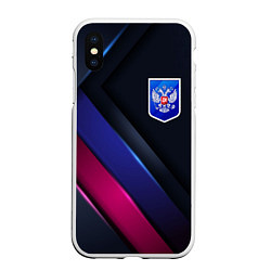 Чехол iPhone XS Max матовый Dark Герб России, цвет: 3D-белый
