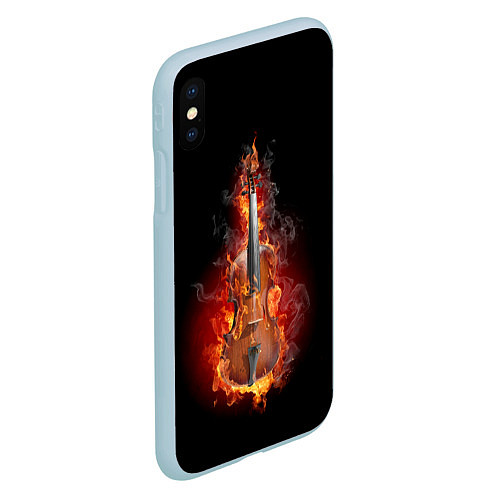 Чехол iPhone XS Max матовый Скрипка в огне / 3D-Голубой – фото 2