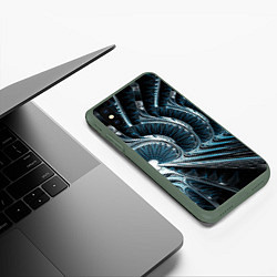 Чехол iPhone XS Max матовый Кибернетический абстрактный тоннель, цвет: 3D-темно-зеленый — фото 2