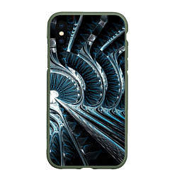 Чехол iPhone XS Max матовый Кибернетический абстрактный тоннель, цвет: 3D-темно-зеленый