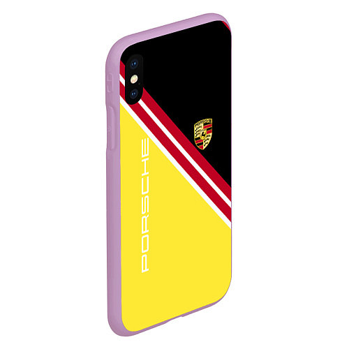 Чехол iPhone XS Max матовый Porsche - полосы / 3D-Сиреневый – фото 2