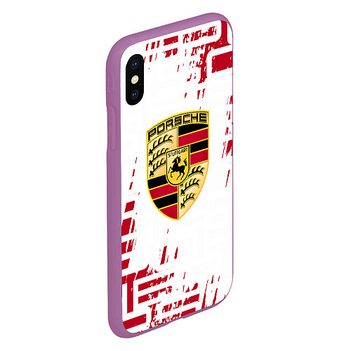 Чехол iPhone XS Max матовый Porsche - паттерн / 3D-Фиолетовый – фото 2