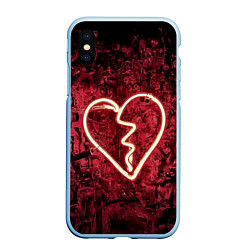 Чехол iPhone XS Max матовый Абстрактное неоновое сердце в механической тьме, цвет: 3D-голубой